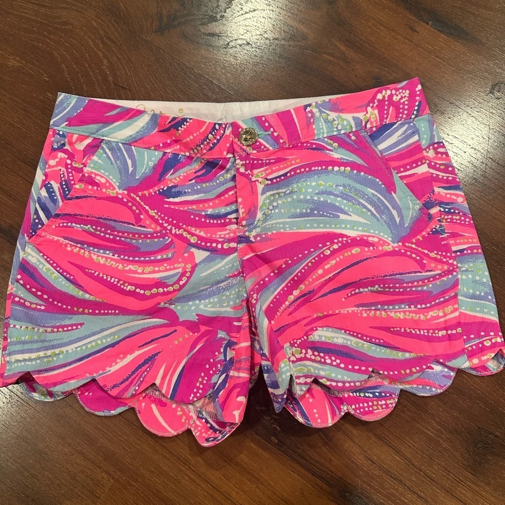 Lilly Pulitzer Buttercup Shorts 0 Oh My Guava Magenta Scalloped